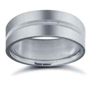 Platinum Standard Weight Flat Court Profile Centre Groove Wedding Ring