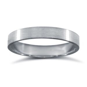 18ct White Gold Standard Weight Flat Profile Satin Wedding Ring