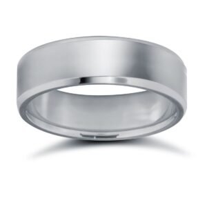 18ct White Gold Standard Weight Flat Profile Bevelled Edge Wedding Ring