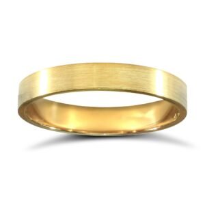 18ct Yellow Gold Standard Weight Flat Profile Satin Wedding Ring