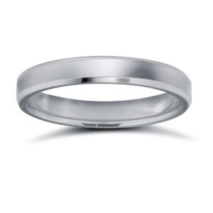 9ct White Gold Standard Weight Flat Profile Bevelled Edge Wedding Ring