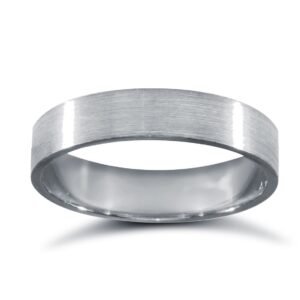 9ct White Gold Standard Weight Flat Profile Satin Wedding Ring