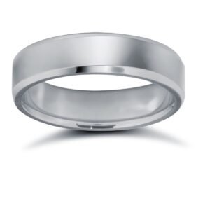9ct White Gold Standard Weight Flat Profile Bevelled Edge Wedding Ring