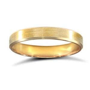 9ct Yellow Gold Standard Weight Flat Profile Satin and Bevelled Edge Wedding Ring