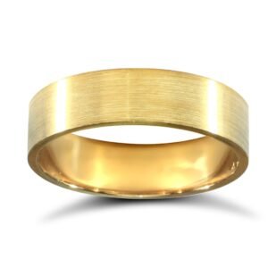 9ct Yellow Gold Standard Weight Flat Profile Satin Wedding Ring