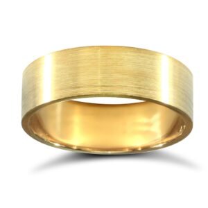 9ct Yellow Gold Standard Weight Flat Profile Satin Wedding Ring