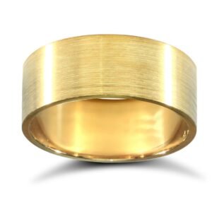 9ct Yellow Gold Standard Weight Flat Profile Satin Wedding Ring