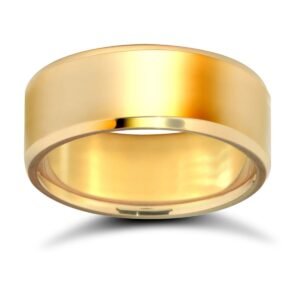 9ct Yellow Gold Standard Weight Flat Profile Bevelled Edge Wedding Ring