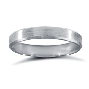 Platinum Standard Weight Flat Profile Satin and Bevelled Edge Wedding Ring