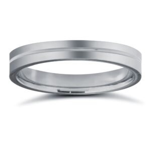 Platinum Standard Weight Flat Profile Centre Groove Wedding Ring