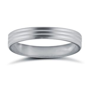 Platinum Standard Weight Flat Profile Double Groove Wedding Ring
