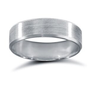 Platinum Standard Weight Flat Profile Satin and Bevelled Edge Wedding Ring