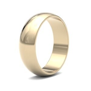 9ct Yellow Gold 6mm Lightweight D-Shape Profile Mirror Finish Wedding Ring