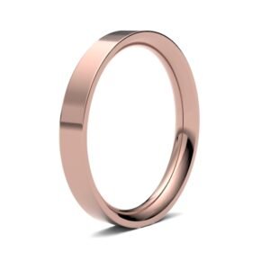 18ct Rose Gold Premium Weight Flat Court Profile Mirror Finish Wedding Ring