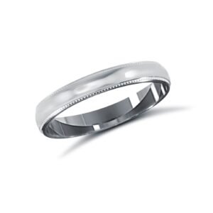 18ct White Gold Standard Weight Court Profile Mill Grain Wedding Ring