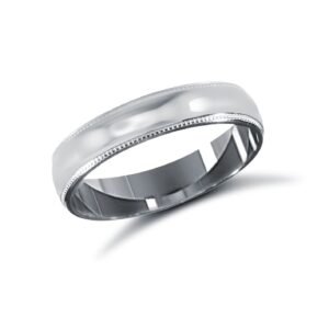 18ct White Gold Standard Weight Court Profile Mill Grain Wedding Ring