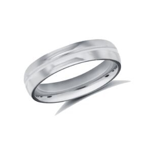 18ct White Gold Standard Weight Court Profile Centre Groove Wedding Ring