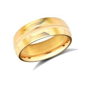 18ct Yellow Gold Standard Weight Court Profile Centre Groove Wedding Ring