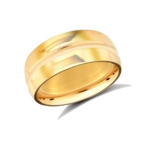 18ct Yellow Gold Standard Weight Court Profile Centre Groove Wedding Ring