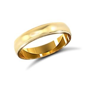 22ct Yellow Gold Standard Weight 4mm Soft Court Profile Mill Grain Wedding Ring