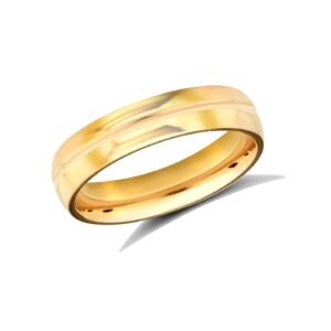22ct Yellow Gold Standard Weight 4mm Soft Court Profile Centre Groove Wedding Ring