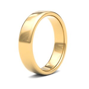 22ct Yellow Gold Standard Weight 5mm Soft Court Profile Mirror Finish Wedding Ring