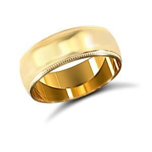 22ct Yellow Gold Standard Weight 7mm Soft Court Profile Mill Grain Wedding Ring