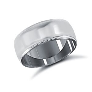 9ct White Gold Standard Weight Court Profile Mill Grain Wedding Ring